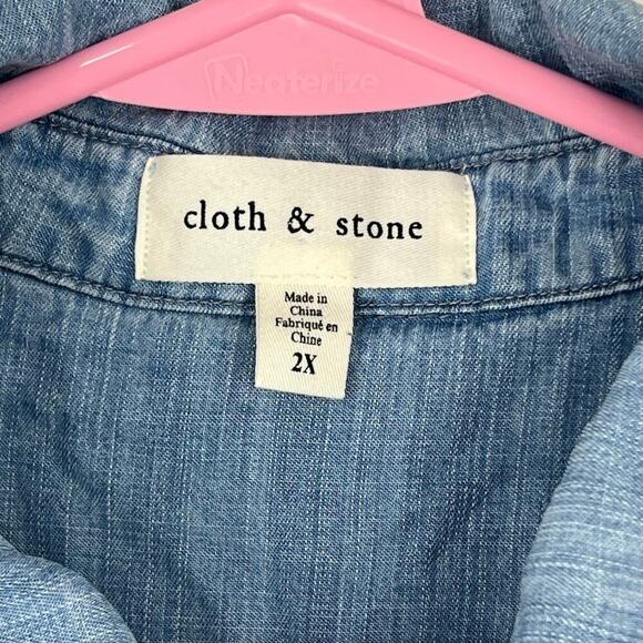 Cloth and stone chambray button up long sleeve tencel shirt womens size 2x - Picture 6 of 7